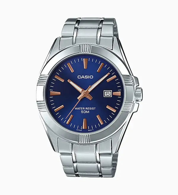 Casio Men’s Standard Stainless Steel Blue Dial Casual Analog Watch