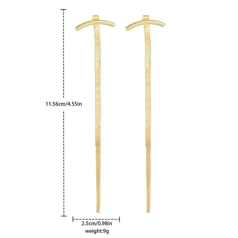 Tassel Earrings With Female, Long Snake Bone Chain Earrings